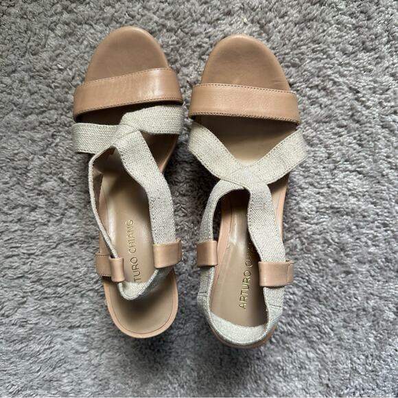 Arturo Chiang Clover Zebra Striped Wedge Platform Sandal Women’s size 9.5 - Picture 7 of 8